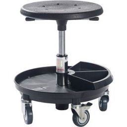 kaiserkraft Banco para oficina Liam, regulável em altura 370 - 500 mm, preto, Banco para oficina Liam, regulável em altura 370 - 500 mm, preto. Com bandeja de plástico e 2 caixas para peças pequenas. Assento de PU robusto e duradouro. Ideais para trabalha