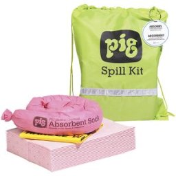 PIG Kit de emergência em saco de transporte , versão para químicos, absorve 10,4 l, Kit de emergência em saco de transporte, versão para químicos, absorve 10,4 l. Ideal para utilização de emergência em caso de fugas de ácidos, bases, soluções alcalinas e