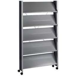kaiserkraft Expositor de prospetos de design, para 20 x A4, prateado / preto, Expositor de prospetos de design, para 20 x A4, prateado / preto. Três tamanhos, duas versões de cor, ideais para qualquer finalidade. Móveis sobre 4 rodas de marcha fácil com i