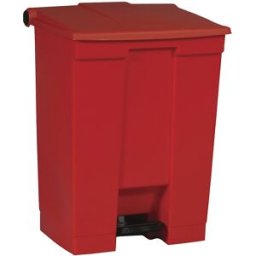 Rubbermaid Balde do lixo com pedal, indústria , em polietileno, capacidade 68 l, vermelho, Balde do lixo com pedal, indústria, em polietileno, capacidade 68 l, vermelho. Operação sem mãos - ideal para indústria, processamento de alimentos, etc. Tampa sobr