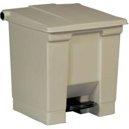 Rubbermaid Balde do lixo com pedal, indústria , em polietileno, capacidade 30 l, bege, Balde do lixo com pedal, indústria, em polietileno, capacidade 30 l, bege. Operação sem mãos - ideal para indústria, processamento de alimentos, etc. Tampa sobreposta,