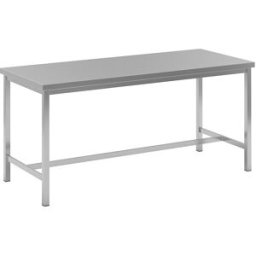 eurokraft basic Mesa de trabalho em aço inoxidável , 1 travessa intermédia, largura 1800 mm, Mesa de trabalho em aço inoxidável, 1 travessa intermédia, largura 1800 mm. Para áreas onde é essencial manter a higiene, como câmaras frigoríficas. Versão durado