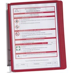 DURABLE Conjunto completo para suporte de parede , 5 quadros transparentes A4, embalagem de 2 unid., armação vermelha, a partir de 3 embalagens, Conjunto completo para suporte de parede, 5 quadros transparentes A4, embalagem de 2 unid., armação vermelha,