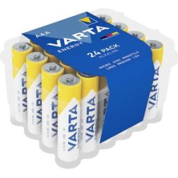 Varta Bateria ENERGY , AAA, embalagem de 24 unid., Bateria ENERGY, AAA, embalagem de 24 unid. Ideal para aparelhos com reduzido consumo de energia, tais como brinquedos movidos a pilhas, relógios de parede, lanternas elétricas e velas elétricas. Deteção f