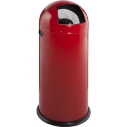 VAR Balde do lixo com tampa de empurrar, aço , fecho autónomo, vermelho fogo, 52 l, altura 890 mm, Balde do lixo com tampa de empurrar, aço, fecho autónomo, vermelho fogo, 52 l, altura 890 mm. Tampa de fecho autónomo em aço inoxidável. Cavidades práticas