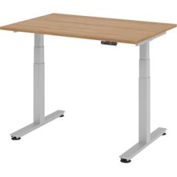 kaiserkraft Secretária alta, eletricamente ajustável em altura, reto, LxP 1200 x 800 mm, nogueira, Secretária alta, eletricamente ajustável em altura, reto, LxP 1200 x 800 mm, nogueira. Com 4 posições de memória. Motores duplos. Arranque e paragem suaves.