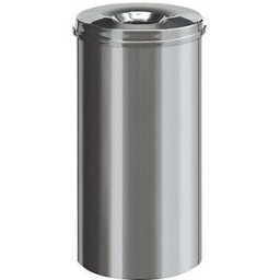 Brabantia Recipiente do lixo de segurança, aço inoxidável , autoextintor, capacidade 50 l, altura 625 mm, Recipiente do lixo de segurança, aço inoxidável, autoextintor, capacidade 50 l, altura 625 mm. À escolha corpo em chapa de aço, revestido a plástico