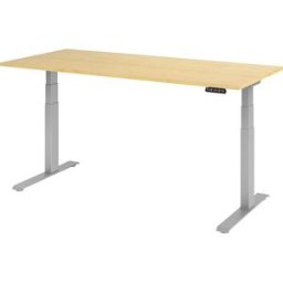 kaiserkraft UPLINER-K - Secretária, regulável eletricamente em altura, com interruptor de memória, LxP 1800 x 800 mm, ácer/cinza alumínio, UPLINER-K - Secretária, regulável eletricamente em altura, com interruptor de memória, LxP 1800 x 800 mm, ácer/cinza