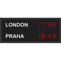 kaiserkraft Relógio mundial LED, 2 fusos horários, orientação vertical, Relógio mundial LED, 2 fusos horários, orientação vertical. Corpo plano de alumínio anodizado preto. Classe de proteção do corpo IP20. Boa legibilidade. Relógio mundial para interiore