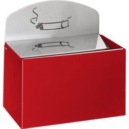 VAR Cinzeiro de parede com placa de aviso , AxLxP 87 x 140 x 98 mm, chapa de aço, vermelho fogo, Cinzeiro de parede com placa de aviso, AxLxP 87 x 140 x 98 mm, chapa de aço, vermelho fogo. Placa de aviso metálica desmontável. Fornecimento com material de