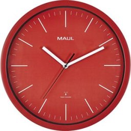 MAUL Relógio de parede jump , mecanismo de radiofrequência, vermelho, Relógio de parede jump, mecanismo de radiofrequência, vermelho. Elegante: linhas das barras estreitas, muito fáceis de reconhecer. Para escritórios, salas de reunião e de convívio, área