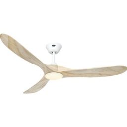 kaiserkraft Ventoinha de teto ECO GENUINO-L, Ø da pá do rotor 1520 mm, natural/branco mate, Ventoinha de teto ECO GENUINO-L, Ø da pá do rotor 1520 mm, natural/branco mate. 3 pás em madeira maciça trabalhada à mão e lâmpada LED com regulação da luminosidad