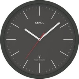 MAUL Relógio de parede jump , mecanismo de radiofrequência, preto, Relógio de parede jump, mecanismo de radiofrequência, preto. Elegante: linhas das barras estreitas, muito fáceis de reconhecer. Para escritórios, salas de reunião e de convívio, áreas de e