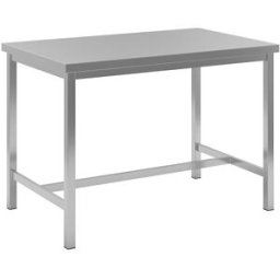 eurokraft basic Mesa de trabalho em aço inoxidável , 1 travessa intermédia, largura 1200 mm, Mesa de trabalho em aço inoxidável, 1 travessa intermédia, largura 1200 mm. Para áreas onde é essencial manter a higiene, como câmaras frigoríficas. Versão durado