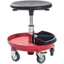 kaiserkraft Banco para oficina Liam, regulável em altura 370 - 500 mm, vermelho, Banco para oficina Liam, regulável em altura 370 - 500 mm, vermelho. Com bandeja de plástico e 2 caixas para peças pequenas. Assento de PU robusto e duradouro. Ideais para tr