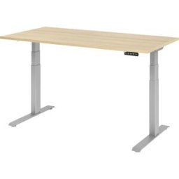kaiserkraft UPLINER-K - Secretária, regulável eletricamente em altura, com interruptor de memória, LxP 1600 x 800 mm, carvalho/cinza alumínio, UPLINER-K - Secretária, regulável eletricamente em altura, com interruptor de memória, LxP 1600 x 800 mm, carval
