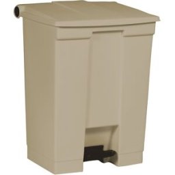 Rubbermaid Balde do lixo com pedal, indústria , em polietileno, capacidade 68 l, bege, Balde do lixo com pedal, indústria, em polietileno, capacidade 68 l, bege. Operação sem mãos - ideal para indústria, processamento de alimentos, etc. Tampa sobreposta,