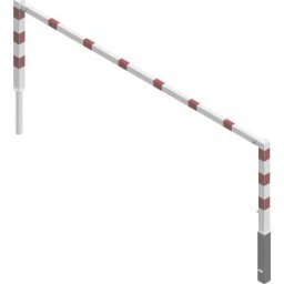 Schake Cancela, basculante , com travessa superior, branca com tiras refletoras vermelhas, largura 3000 mm, Cancela, basculante, com travessa superior, branca com tiras refletoras vermelhas, largura 3000 mm. Construção estável. Galvanizada a fogo. Com fec