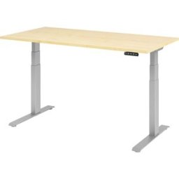 kaiserkraft UPLINER-K - Secretária, regulável eletricamente em altura, com interruptor de memória, LxP 1600 x 800 mm, ácer/cinza alumínio, UPLINER-K - Secretária, regulável eletricamente em altura, com interruptor de memória, LxP 1600 x 800 mm, ácer/cinza