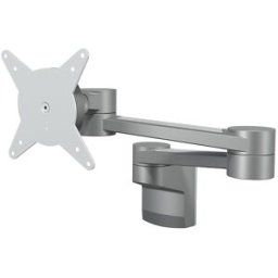 Dataflex Braço de monitor VIEWLITE , para a montagem na parede, dois suportes, prateado / branco, Braço de monitor VIEWLITE, para a montagem na parede, dois suportes, prateado / branco. Rotação 360°, inclinação +90° / -55°, oscilação 360°. Regulação contí