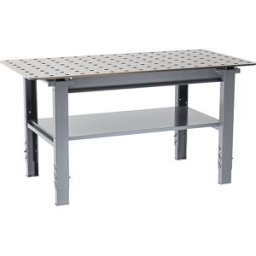 kaiserkraft Mesa de soldadura, regulável em altura, aço, LxP 1600 x 800 mm, cinzento, Mesa de soldadura, regulável em altura, aço, LxP 1600 x 800 mm, cinzento. Duradouras e estáveis - capacidade de carga de 400 kg. Altura manualmente regulável de 710 a 99