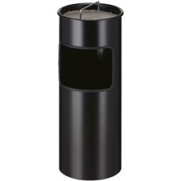 kaiserkraft Cinzeiro combinado, volume 30 l, AxØ 613 x 243 mm, preto, Cinzeiro combinado, volume 30 l, AxØ 613 x 243 mm, preto. Duas aberturas de inserção. Cinzeiro combinado em chapa de aço robusta, resistente ao fogo. Tabuleiro do crivo extraível em cha