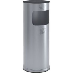 VAR Cinzeiro de segurança combinado , chapa de aço, volume 17 l, AxØ 610 x 250 mm, prateado, Cinzeiro de segurança combinado, chapa de aço, volume 17 l, AxØ 610 x 250 mm, prateado. Recipiente de recolha em alumínio para cinza dos cigarros. Inserção confor