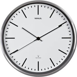 MAUL Relógio de parede fly , alumínio escovado, Ø 305 mm, mecanismo de radiofrequência, branco, Relógio de parede fly, alumínio escovado, Ø 305 mm, mecanismo de radiofrequência, branco. Design clássico e moderno, acabamento especialmente estável. Boa legi