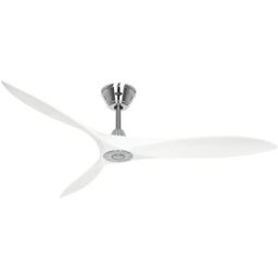 kaiserkraft Ventoinha de teto ECO AIRSCREW, Ø da pá do rotor 1520 mm, branco mate/cromado, Ventoinha de teto ECO AIRSCREW, Ø da pá do rotor 1520 mm, branco mate/cromado. 3 pás em madeira maciça trabalhada à mão em forma de hélice clássica. Para espaços de