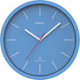MAUL Relógio de parede jump , mecanismo de radiofrequência, azul claro, Relógio de parede jump, mecanismo de radiofrequência, azul claro. Elegante: linhas das barras estreitas, muito fáceis de reconhecer. Para escritórios, salas de reunião e de convívio,