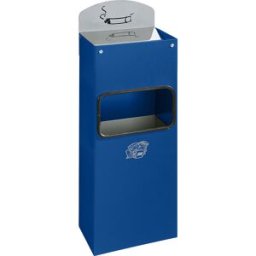 VAR Cinzeiro de parede combinado com inserção para resíduos , AxLxP 505 x 200 x 125 mm, chapa de aço, azul genciana, Cinzeiro de parede combinado com inserção para resíduos, AxLxP 505 x 200 x 125 mm, chapa de aço, azul genciana. Placa de aviso metálica de