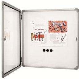 magnetoplan Vitrine SP , branco, capacidade 4 x A4, Vitrine SP, branco, capacidade 4 x A4. Superfície para escrita em branco, magnética de um lado e lacada. Com núcleo em cartão. Profundidade interior útil: 10 mm, profundidade de construção: 40 mm. Parte