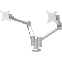 Dataflex Braço de monitor VIEWLITE PLUS , para 2 monitores, prateado / branco, Braço de monitor VIEWLITE PLUS, para 2 monitores, prateado / branco. Regulação progressiva da profundidade. Fornecido com fixação para aparafusar à mesa e mola de mesa. Adequad