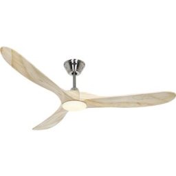 kaiserkraft Ventoinha de teto ECO GENUINO-L, Ø da pá do rotor 1520 mm, natural/cromado, Ventoinha de teto ECO GENUINO-L, Ø da pá do rotor 1520 mm, natural/cromado. 3 pás em madeira maciça trabalhada à mão e lâmpada LED com regulação da luminosidade. Para