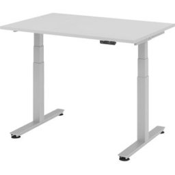 kaiserkraft Secretária alta, eletricamente ajustável em altura, reto, LxP 1200 x 800 mm, cinzento claro, Secretária alta, eletricamente ajustável em altura, reto, LxP 1200 x 800 mm, cinzento claro. Com 4 posições de memória. Motores duplos. Arranque e par