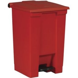Rubbermaid Balde do lixo com pedal, indústria , em polietileno, capacidade 45 l, vermelho, Balde do lixo com pedal, indústria, em polietileno, capacidade 45 l, vermelho. Operação sem mãos - ideal para indústria, processamento de alimentos, etc. Tampa sobr