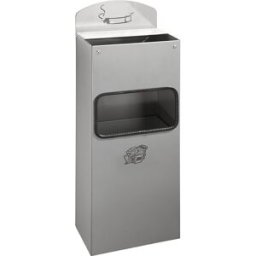 VAR Cinzeiro de parede combinado com inserção para resíduos , AxLxP 505 x 200 x 125 mm, chapa de aço, prateada, Cinzeiro de parede combinado com inserção para resíduos, AxLxP 505 x 200 x 125 mm, chapa de aço, prateada. Placa de aviso metálica desmontável.