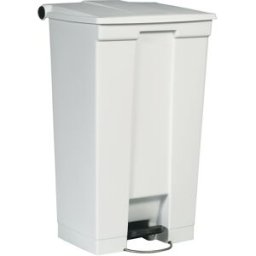 Rubbermaid Balde do lixo com pedal, indústria , em polietileno, capacidade 87 l, branco, Balde do lixo com pedal, indústria, em polietileno, capacidade 87 l, branco. Operação sem mãos - ideal para indústria, processamento de alimentos, etc. Tampa sobrepos