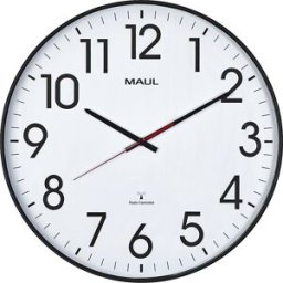 MAUL Relógio de parede climb, Ø 470 mm , em plástico, armação preta, mecanismo de radiofrequência, Relógio de parede climb, Ø 470 mm, em plástico, armação preta, mecanismo de radiofrequência. Design elegante e acabamento especialmente estável. Armação ele