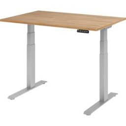 kaiserkraft UPLINER-K - Secretária, regulável eletricamente em altura, com interruptor de memória, LxP 1200 x 800 mm, nogueira/cinza alumínio, UPLINER-K - Secretária, regulável eletricamente em altura, com interruptor de memória, LxP 1200 x 800 mm, noguei