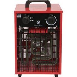 kaiserkraft Termoventilador industrial, 5000 W, CxLxA 250 x 250 x 410 mm, Termoventilador industrial, 5000 W, CxLxA 250 x 250 x 410 mm. Elemento de aquecimento de aço inoxidável. 3 modos de funcionamento (Ventoinha, 2500 W e 5000 W). À prova de salpicos.