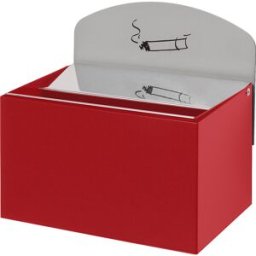 VAR Cinzeiro de parede com placa de aviso , AxLxP 125 x 200 x 125 mm, chapa de aço, vermelho fogo, Cinzeiro de parede com placa de aviso, AxLxP 125 x 200 x 125 mm, chapa de aço, vermelho fogo. Placa de aviso metálica desmontável. Fornecimento com material