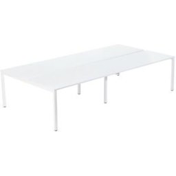 EasyDesk Secretária para equipas de 4 , largura 1600/3200 mm, profundidade 800/1660 mm, branco, Secretária para equipas de 4, largura 1600/3200 mm, profundidade 800/1660 mm, branco. Montagem fácil. Pernas da mesa com parafusos compensadores. 60 mm de dist