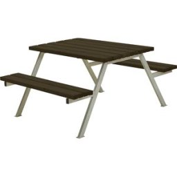 kaiserkraft Conjunto de bancos e mesa, estrutura de aço, galvanizado a fogo, CxP 1180 x 1610 mm, madeira de coníferas, preto, sem encosto, Conjunto de bancos e mesa, estrutura de aço, galvanizado a fogo, CxP 1180 x 1610 mm, madeira de coníferas, preto, se
