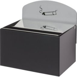 VAR Cinzeiro de parede com placa de aviso , AxLxP 125 x 200 x 125 mm, chapa de aço, antracite, Cinzeiro de parede com placa de aviso, AxLxP 125 x 200 x 125 mm, chapa de aço, antracite. Placa de aviso metálica desmontável. Fornecimento com material de mont