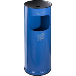VAR Cinzeiro de segurança combinado , chapa de aço, volume 17 l, AxØ 610 x 250 mm, azul genciana, Cinzeiro de segurança combinado, chapa de aço, volume 17 l, AxØ 610 x 250 mm, azul genciana. Recipiente de recolha em alumínio para cinza dos cigarros. Inser