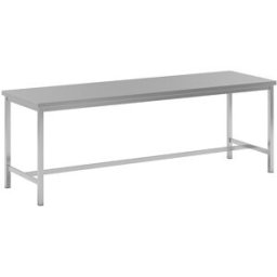 eurokraft basic Mesa de trabalho em aço inoxidável , 1 travessa intermédia, largura 2400 mm, Mesa de trabalho em aço inoxidável, 1 travessa intermédia, largura 2400 mm. Para áreas onde é essencial manter a higiene, como câmaras frigoríficas. Versão durado