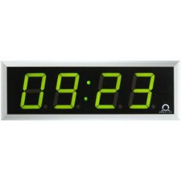 kaiserkraft Relógio digital LED, AxLxP 118 x 333 x 39 mm, prateado, LED verde, Relógio digital LED, AxLxP 118 x 333 x 39 mm, prateado, LED verde. Corpo de alumínio plano. Mostrador antirreflexo. Boa legibilidade. A indicação de 7 segmentos disponível em v