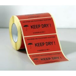 ratioform Etiquetas de aviso , 1000 unid. por rolo, impressão ''Keep dry'', Etiquetas de aviso, 1000 unid. por rolo, impressão ''Keep dry''. Mais proteção e segurança para os seus pacotes. Etiquetas coloridas extra grandes. Elevado efeito de sinalização.