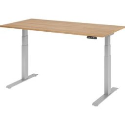 kaiserkraft UPLINER-K - Secretária, regulável eletricamente em altura, com interruptor de memória, LxP 1600 x 800 mm, nogueira/cinza alumínio, UPLINER-K - Secretária, regulável eletricamente em altura, com interruptor de memória, LxP 1600 x 800 mm, noguei
